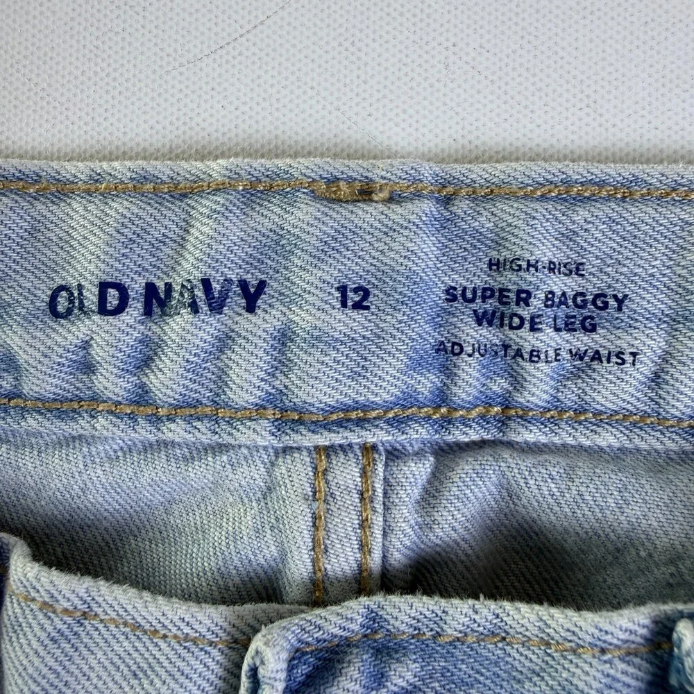 Old Navy High Rise Super Baggy Wide Leg Jeans GIRLS Size 12 Adjustable Waist